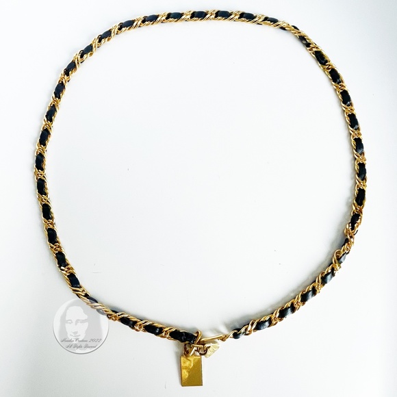 Vintage Belt Gold Chain and Blue Leather by Morris Moskowitz 80s